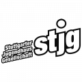 Das stjg-Logo mit weißer Schrift und schwarzer Umrandung