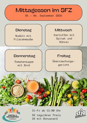 Die aktuelle Speisekarte für den laufenende Woche