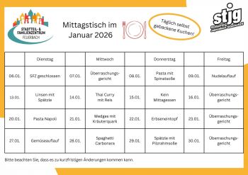 Die aktuelle Speisekarte für den laufenenden Monat